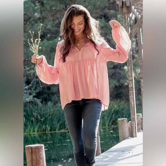 Haute Hippie Tribe Modal Peasant Top 3X cottagecore prairiecore - Picture 4 of 11